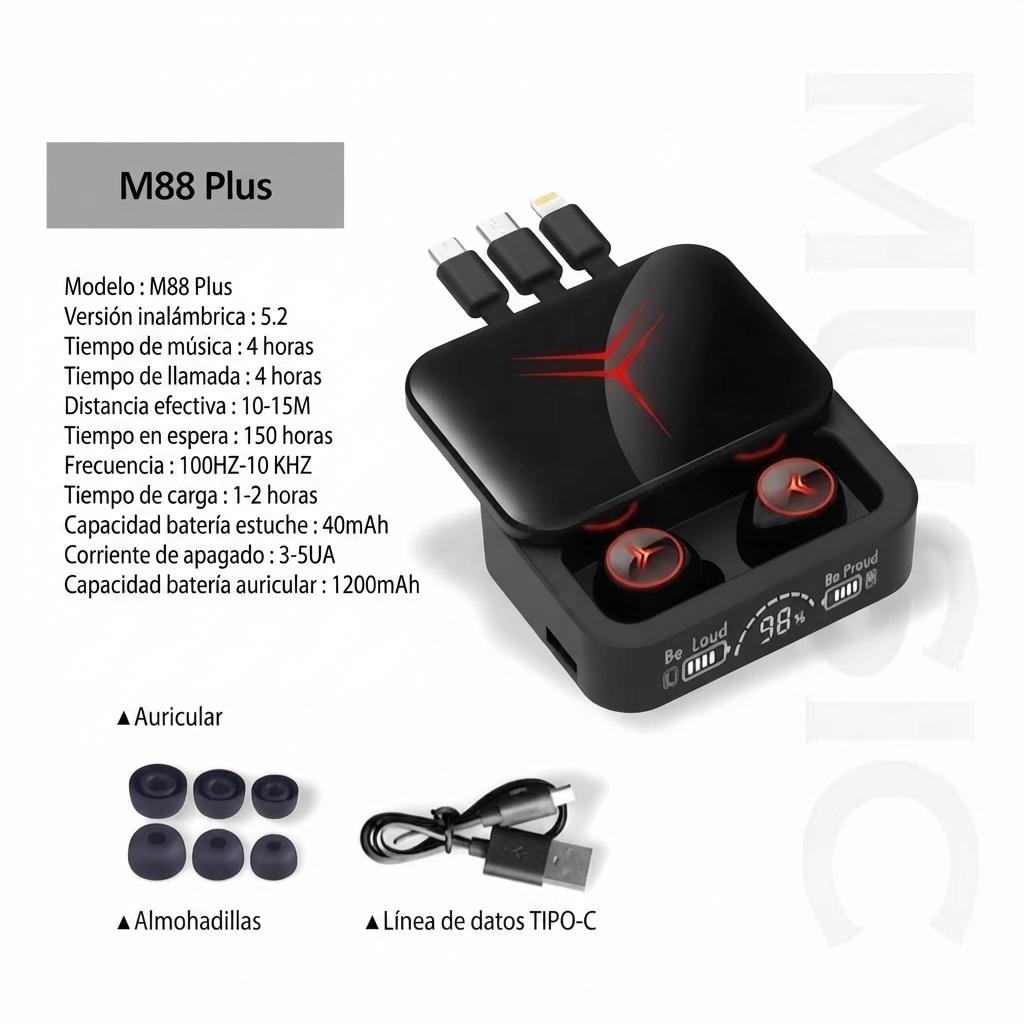 Audifinos Inalambricos M88 Plus