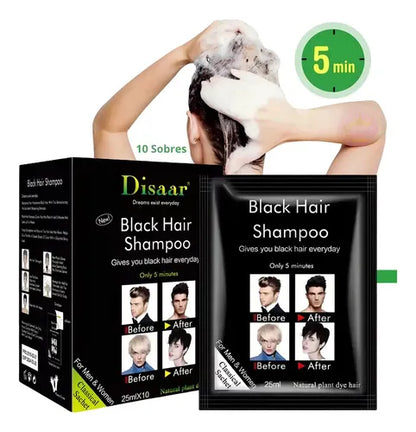 Shampoo Tinte Negro para canas 10 Sobres